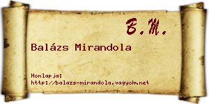 Balázs Mirandola névjegykártya